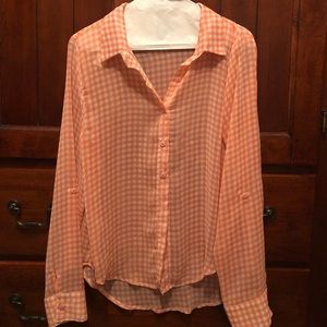 Plaid sheer button up top